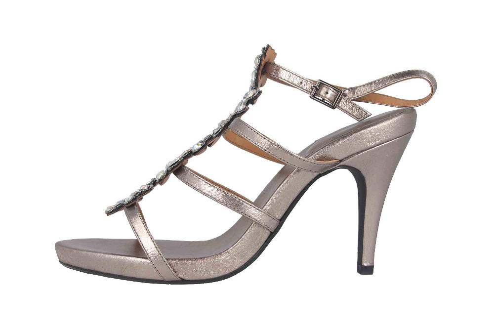 J.Reneé Metallic Nappa/Rhinestones Sandaletten in Übergrößen Taupe Evadine Taupe Metallic große Damenschuhe Tägliche Deals