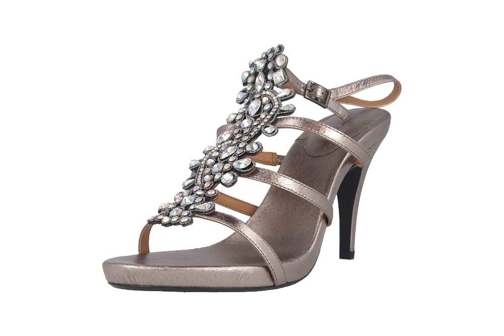 J.Reneé Metallic Nappa/Rhinestones Sandaletten in Übergrößen Taupe Evadine Taupe Metallic große Damenschuhe Tägliche Deals
