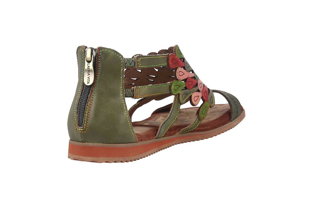 Laura Vita Sandalen in Übergrößen Mehrfarbig VACA Kaki große Damenschuhe Fabrikladen
