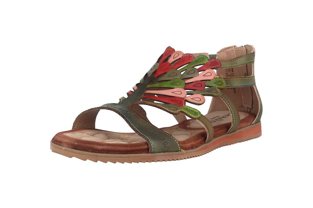 Laura Vita Sandalen in Übergrößen Mehrfarbig VACA Kaki große Damenschuhe Fabrikladen