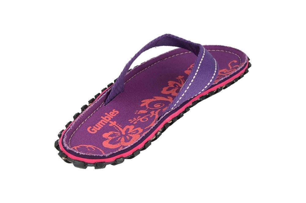 Gumbies Zehentrenner in Übergrößen Violett 2204 Gumbies Islander Purple Hibiscus große Damenschuhe Clearance-Verkauf