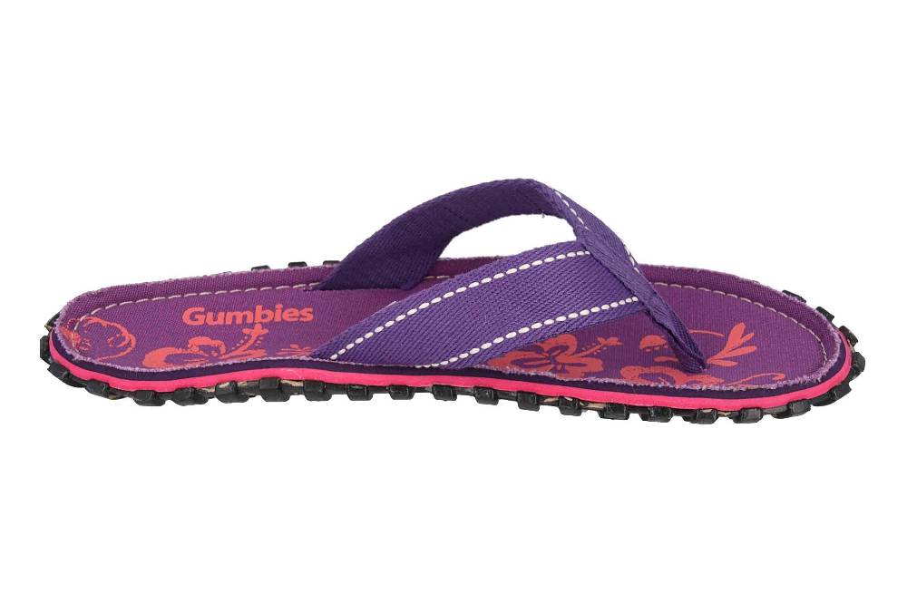 Gumbies Zehentrenner in Übergrößen Violett 2204 Gumbies Islander Purple Hibiscus große Damenschuhe Clearance-Verkauf