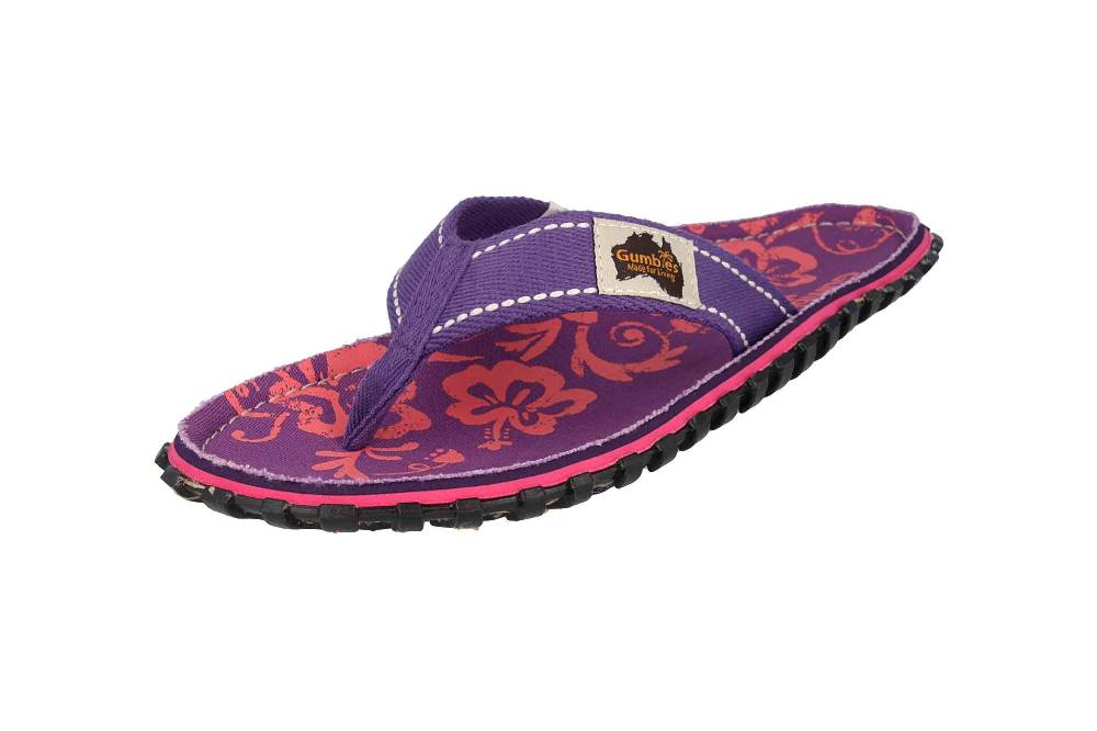 Gumbies Zehentrenner in Übergrößen Violett 2204 Gumbies Islander Purple Hibiscus große Damenschuhe Clearance-Verkauf