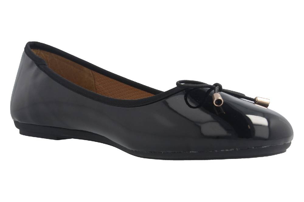 Fitters Footwear Ballerinas in Übergrößen Schwarz 2.514378 Fiona Black Patent große Damenschuhe Rabatte dieses Monats
