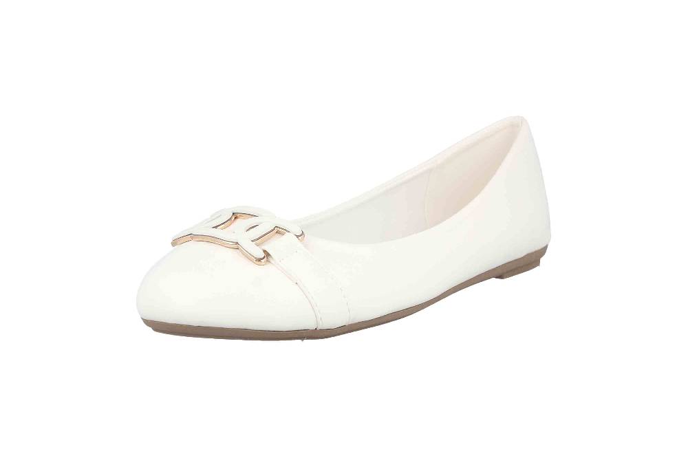 Fitters Footwear Iris Ballerinas in Übergrößen Weiß 2BB0882004 White PU große Damenschuhe Saisonale Angebote