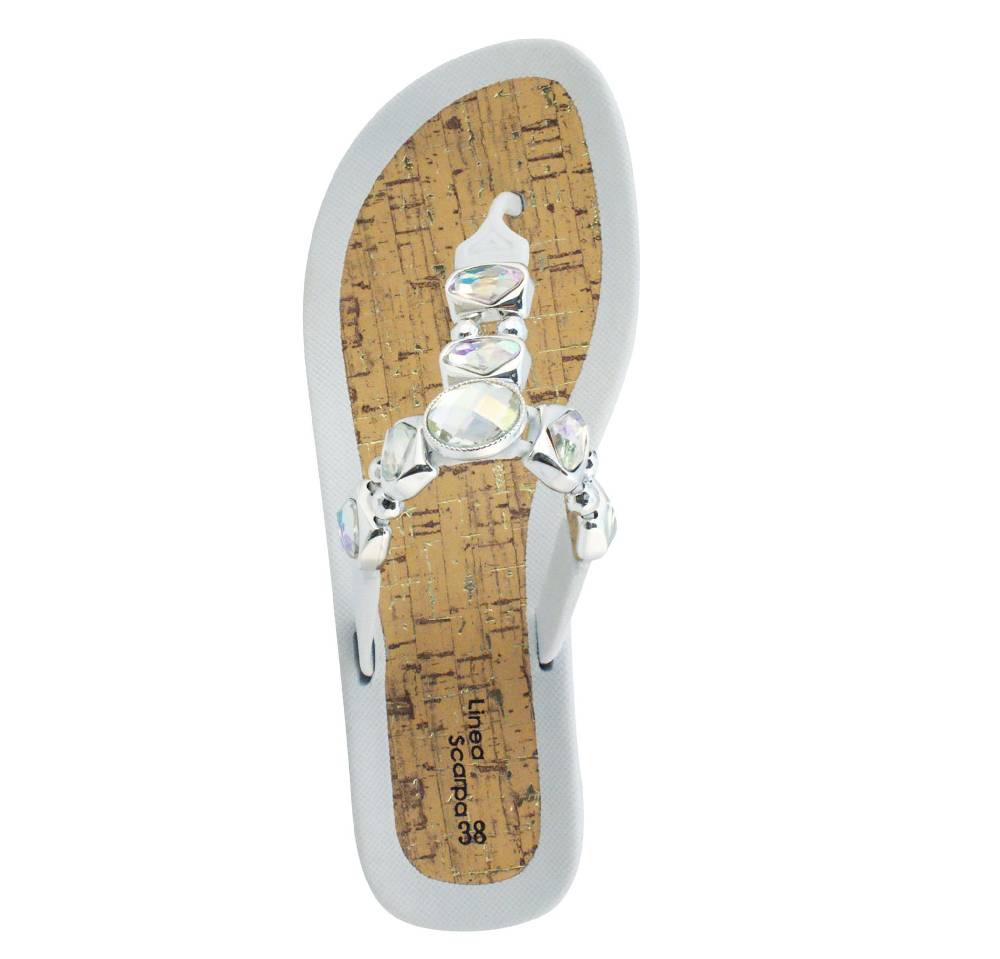 Beachandstreet Linea Scarpa • Strandschuhe Frauen • Grado • Glamour Zehentrenner weiß mit Wedge-Absatz VIP-Rabatte