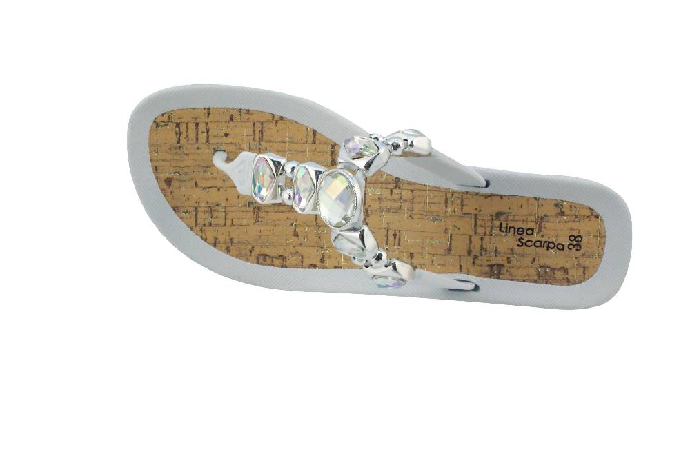 Beachandstreet Linea Scarpa • Strandschuhe Frauen • Grado • Glamour Zehentrenner weiß mit Wedge-Absatz VIP-Rabatte
