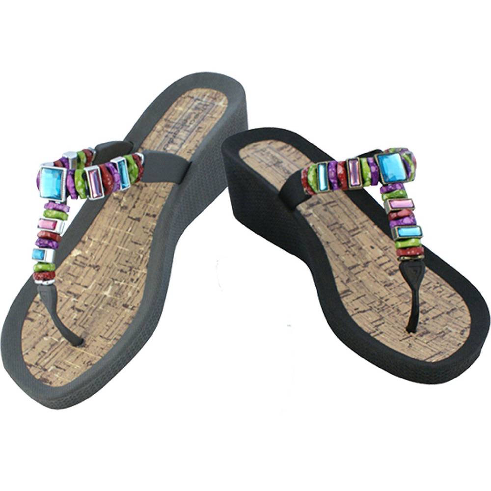 Beachandstreet Poolschuhe Malibu Zehengreifer mit Keilabsatz Super Sparpreis