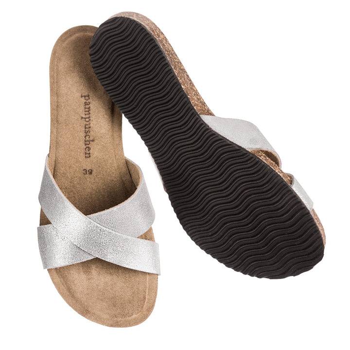 Pampuschen Lyda B metallic platin Blitzangebot