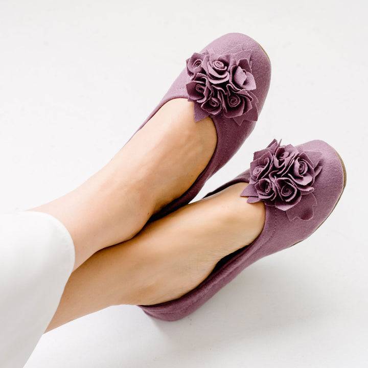 Pampuschen Grace wool dunkle malve zollfrei