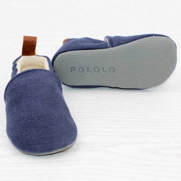 Pololo Barfuß Hausschuh Baumwolle (bio) Uni Blau Blitzangebot