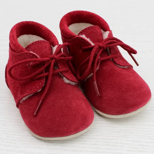 Pololo Für die ersten Schritte – “Porto” der Barfuß Kleinkindschuh Wollgefüttert Rot Fabrikladen