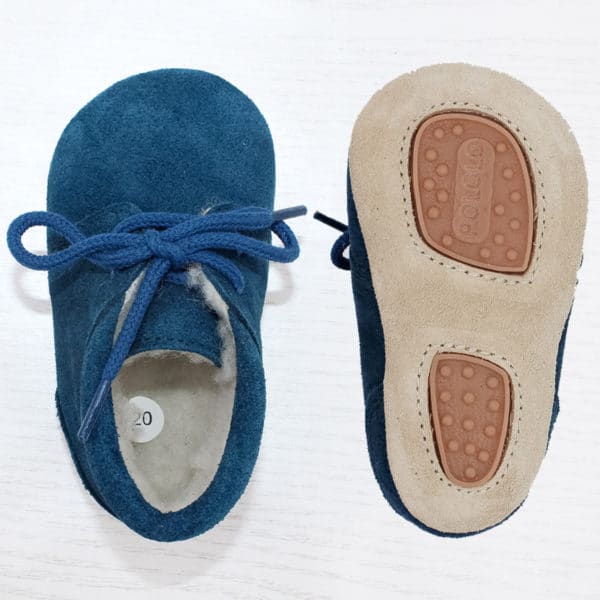 Pololo Für die ersten Schritte – “Porto” der Barfuß Kleinkinderschuh Wollgefüttert blau zollfrei