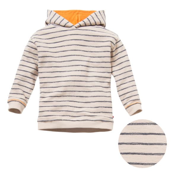 Pololo People Wear Organic Sweat-Hoodie beige-blau geringelt, aus Bio-Baumwolle 50% Rabatt für begrenzte Zeit