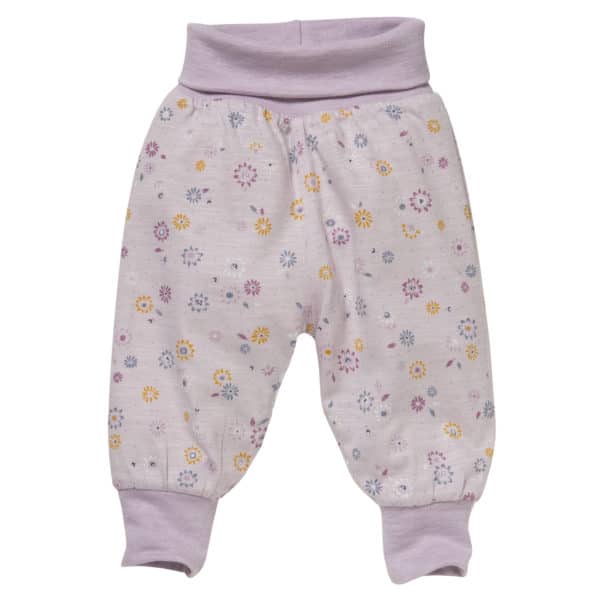 Pololo People Wear Organic Kinder Wendehose, beige-blass violett bedruckt, aus Bio-Baumwolle Online