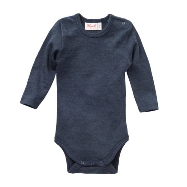 Pololo People Wear Organic Langarm-Body Wolle-Seide, dunkelblau Outlet
