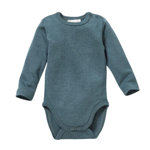 Pololo People Wear Organic Langarm-Body Wolle-Seide, smaragd-grün Auslauf