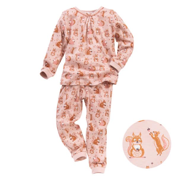 Pololo People Wear Organic Langarm-Pyjama “Eichhörnchen”, rosa, Baumwolle (Bio) Verkauf