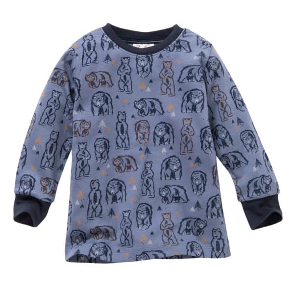 Pololo People Wear Organic Langarm-Pyjama “Grizzlybär”, blau/bedruckt, Baumwolle (Bio) Angebote