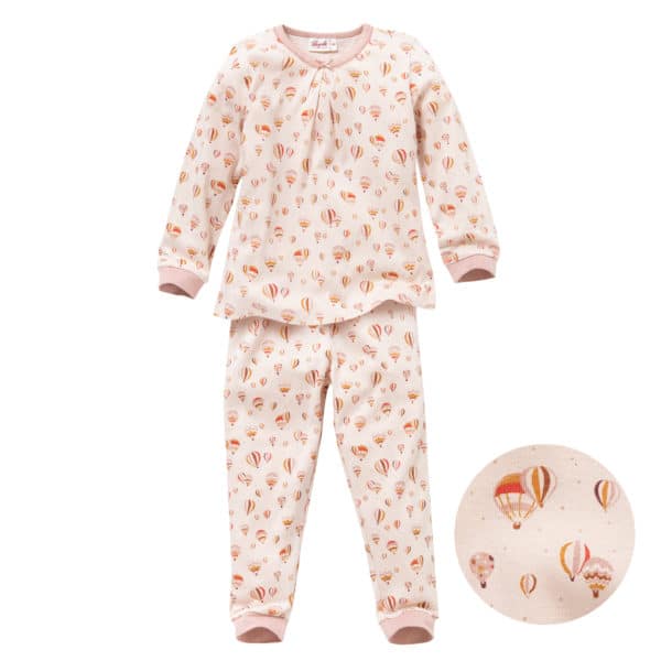 Pololo People Wear Organic Langarm-Pyjama “Heißluftballon”, rosa, Baumwolle (Bio) im Angebot