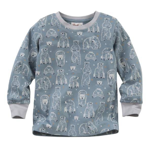Pololo People Wear Organic Pyjama, petrol bedruckt mit Motiv “Eisbär”, aus 100% Baumwolle (Bio) Fabrikverkauf