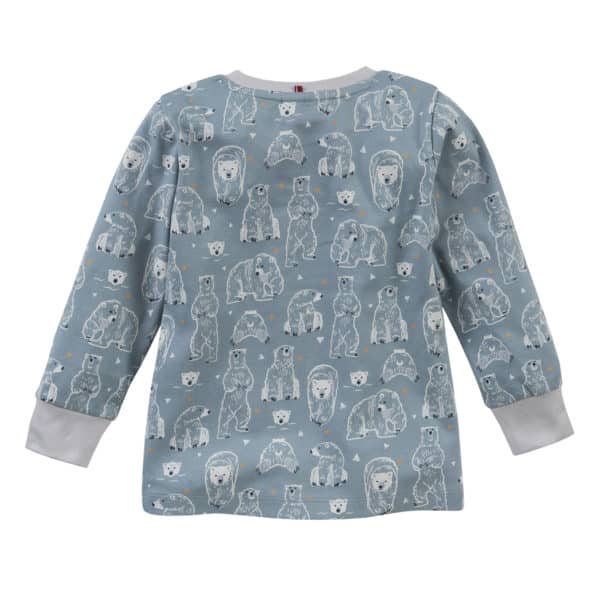 Pololo People Wear Organic Pyjama, petrol bedruckt mit Motiv “Eisbär”, aus 100% Baumwolle (Bio) Fabrikverkauf
