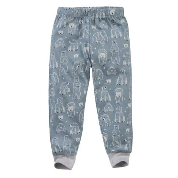 Pololo People Wear Organic Pyjama, petrol bedruckt mit Motiv “Eisbär”, aus 100% Baumwolle (Bio) Fabrikverkauf