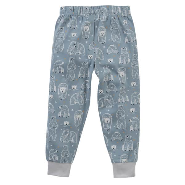 Pololo People Wear Organic Pyjama, petrol bedruckt mit Motiv “Eisbär”, aus 100% Baumwolle (Bio) Fabrikverkauf