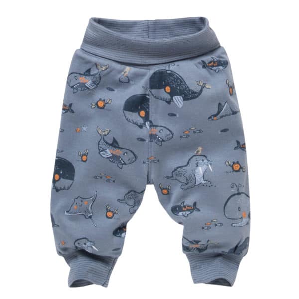 Pololo People Wear Organic Wendehose ozeanblau und weiß mit Tieren aus dem Meer , aus Bio-Baumwolle Meist gekauft