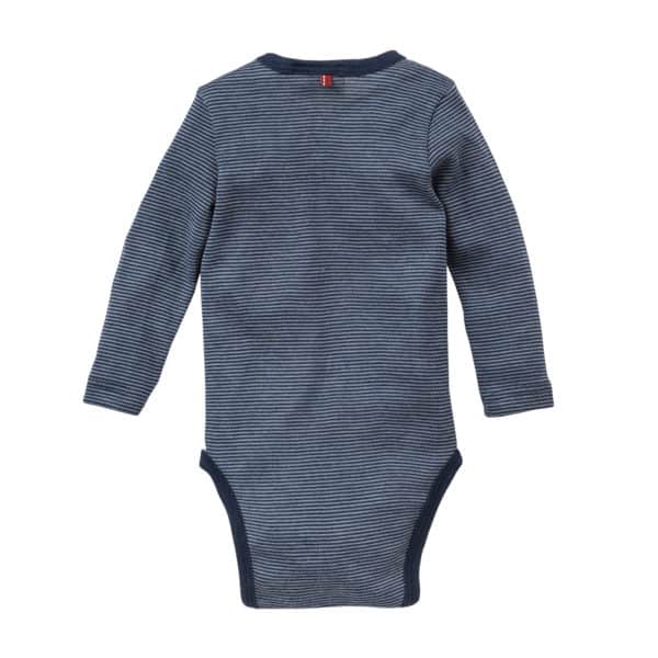 Pololo People Wear Organic Wolle-Seide Langarm-Body, dunkelblau geringelt Blitzverkäufe