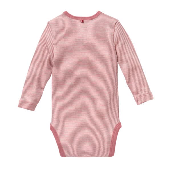 Pololo People Wear Organic Wolle-Seide-Body, rosa geringelt Limitierter Zeitrabatt