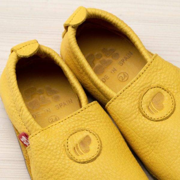 Pololo Barfuß Hausschuh Leder Uni Gelb Sonderangebot