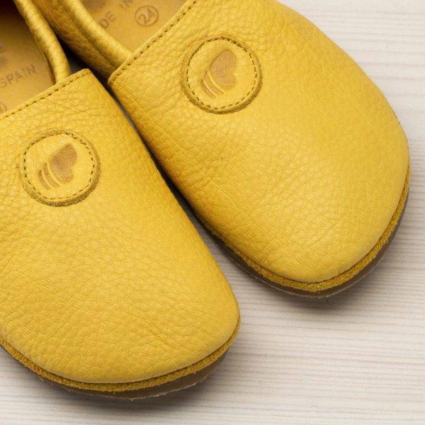 Pololo Barfuß Hausschuh Leder Uni Gelb Sonderangebot