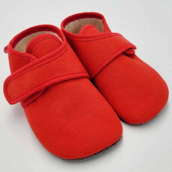 Pololo Barfuß Hausschuh mit Klettverschluss – rot Top Angebot