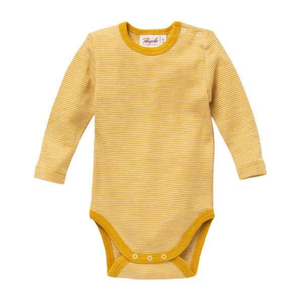 Pololo People Wear Organic Wolle-Seide-Body, senfgelb geringelt 50% Rabatt mit kostenlosem Versand