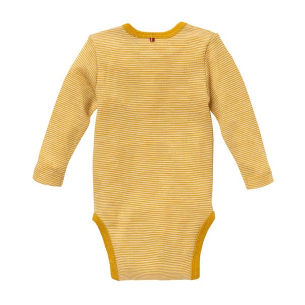 Pololo People Wear Organic Wolle-Seide-Body, senfgelb geringelt 50% Rabatt mit kostenlosem Versand