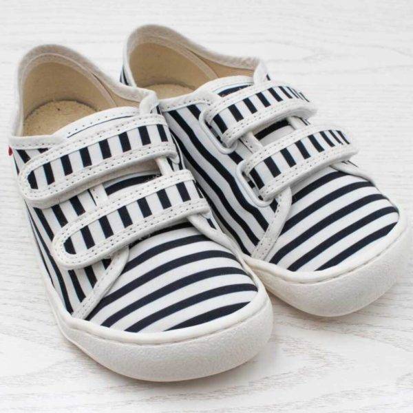 Pololo Barfuß-Sneaker Blau gestreift Restgrößen Clearance-Verkauf