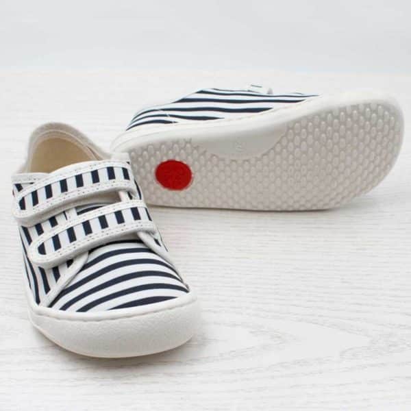 Pololo Barfuß-Sneaker Blau gestreift Restgrößen Clearance-Verkauf