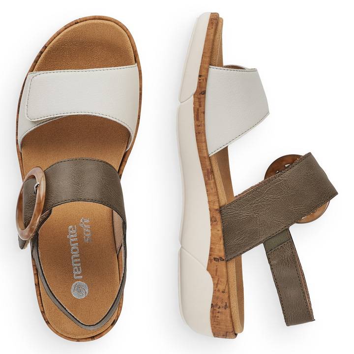 Remonte Artikelnummer R6853-54 remonte Damen Riemchensandalen olivgrün-altweiß Nur für heute