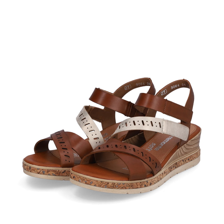 Remonte Artikelnummer D3064-24 remonte Damen Keilsandaletten nussbraun-cremeweiß Online Shopping