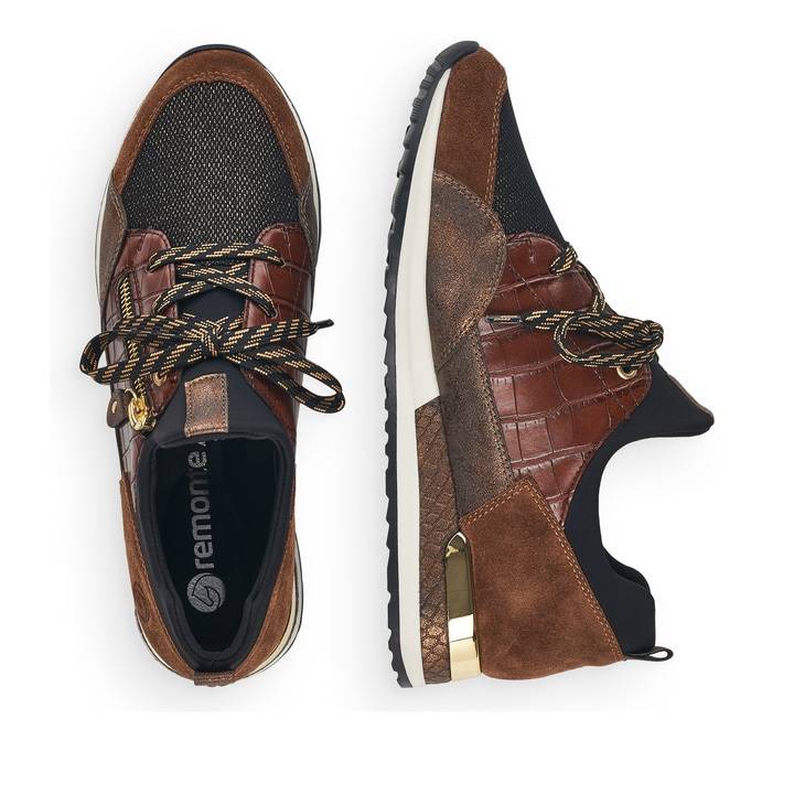 Remonte Artikelnummer R2529-25 remonte Damen Slipper nougatbraun-gold 50% Rabatt für begrenzte Zeit