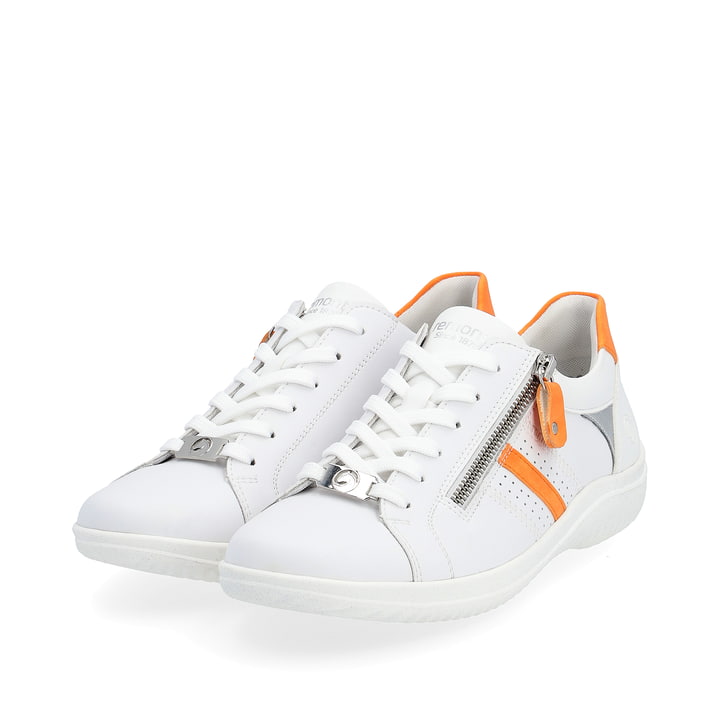 Remonte Artikelnummer D1E01-81 remonte Damen Schnürschuhe reinweiß-glutorange Muttertagsangebot