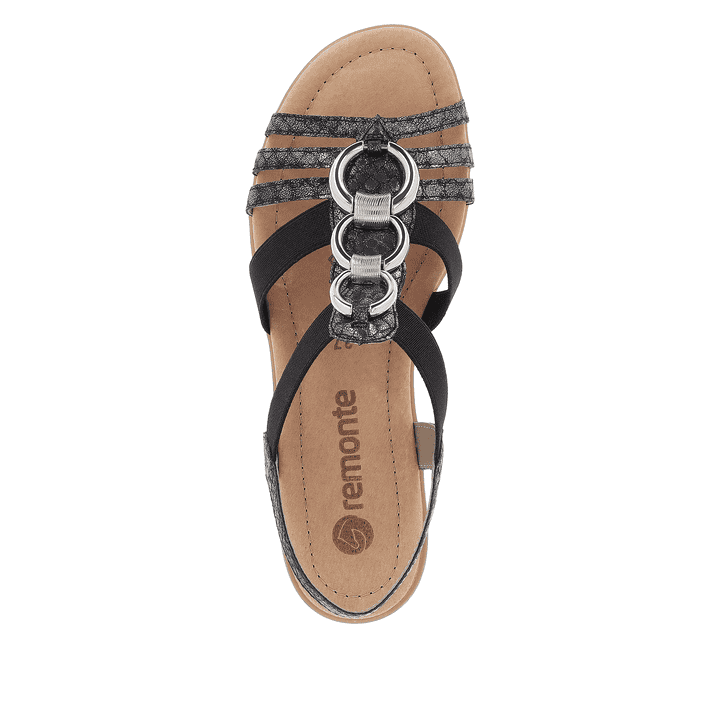Remonte Artikelnummer R3605-02 remonte Damen Riemchensandalen nachtschwarz-silber Weihnachtsangebot