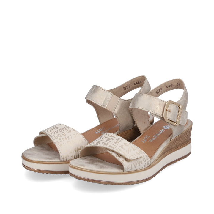 Remonte Artikelnummer D6455-60 remonte Damen Keilsandaletten beige-metallic Limitierter Zeitrabatt