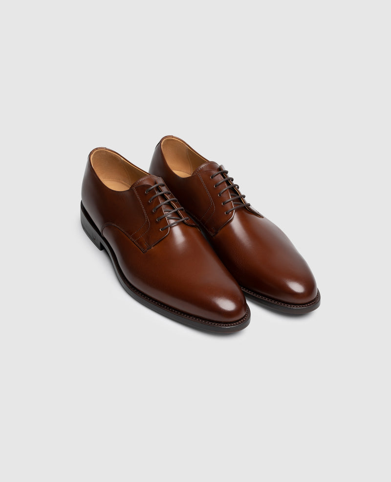 Shoepassion Rahmengenähter Plain Derby Herrenschuh aus Leder Henry Stevens Shoepassion im Angebot