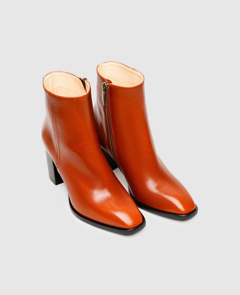 Shoepassion Glattleder-Stiefelette mit 7 cm hohem Blockabsatz Henry Stevens Shoepassion zollfrei