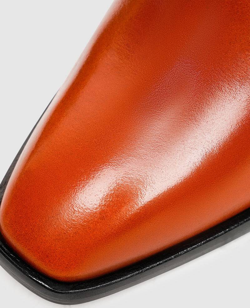 Shoepassion Glattleder-Stiefelette mit 7 cm hohem Blockabsatz Henry Stevens Shoepassion zollfrei