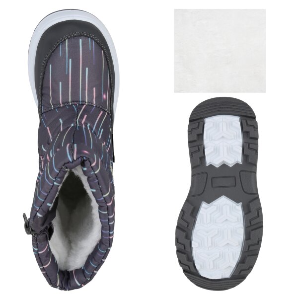 Stiefelparadies Kinder Winter Boots in Dunkelgrau Silber Muster Online Outlet