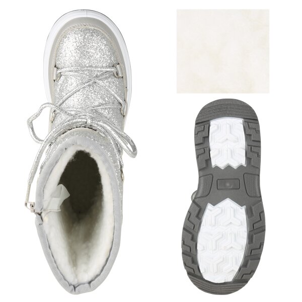 Stiefelparadies Kinder Winter Boots in Silber Neuheiten