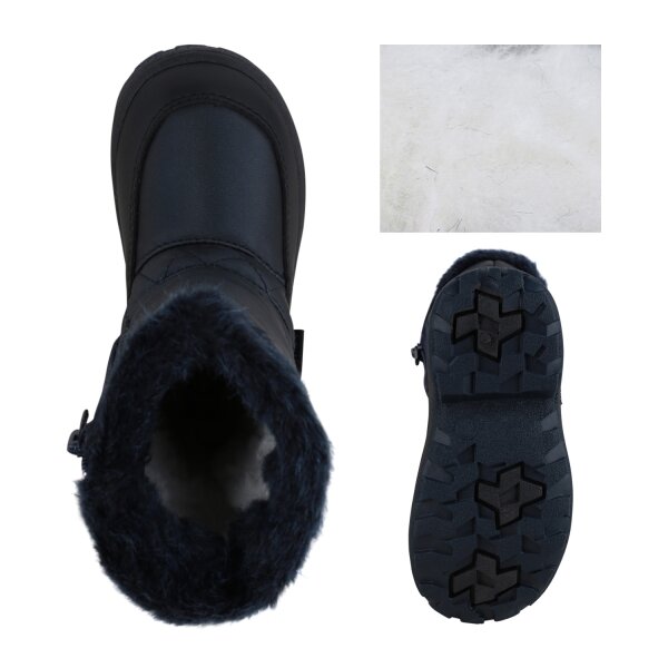 Stiefelparadies Kinder Winter Boots in Schwarz Dunkelblau Tiefpreis